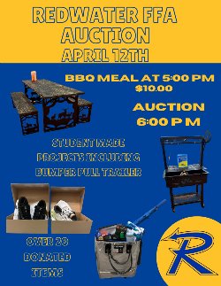 Flyer for the Redwater FFA Auction on April 12th